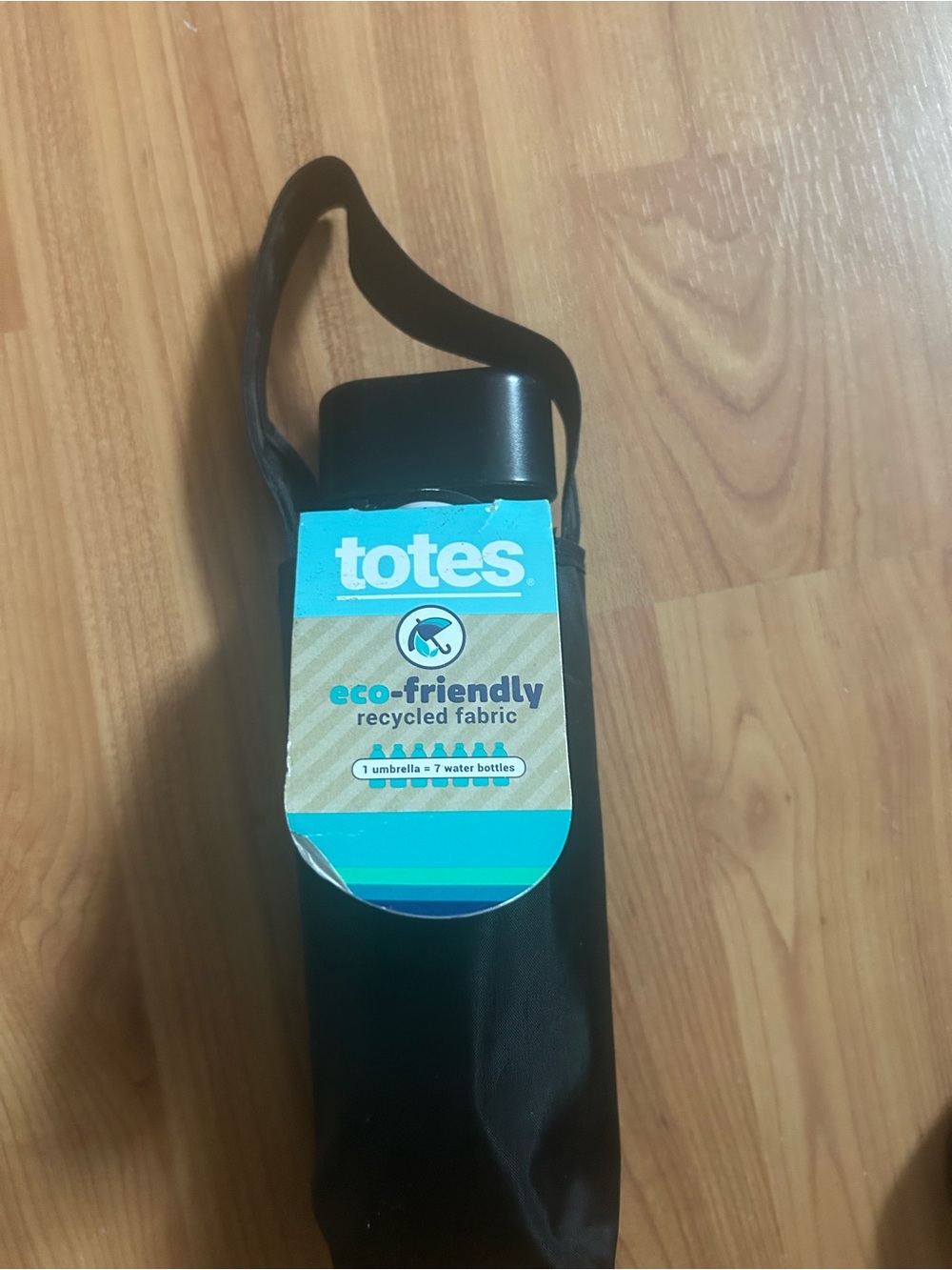 totes Black Compact Umbrella with Wrist Strap